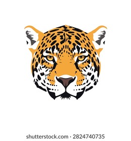 Stunning Jaguar Head Vector Illustration with Intricate Spotted Pattern Isolated on White Background