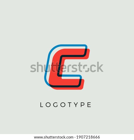 Stunning Letter C with 3d color contour, minimalist letter graphic for modern comic book logo, cartoon headline, creative lettering and art monogram. Minimal style letters, vector typographic design
