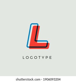 Stunning Letter L with 3d color contour, minimalist letter graphic for modern comic book logo, cartoon headline, creative lettering and art monogram. Minimal style letters, vector typographic design