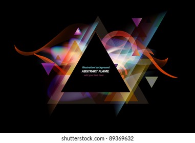 Stunning lights and flames mixed with triangle elements background