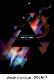 Stunning lights and flames mixed with triangle elements background