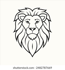 Stunning lion head line art silhouette vector illustration. Perfect for logos, tattoos, and graphic designs. This high-quality, editable vector is ideal for professional and commercial use