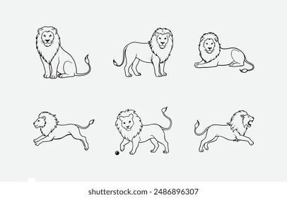 Stunning Lion Line Art Vector Set: Perfect for Your Creative Projects