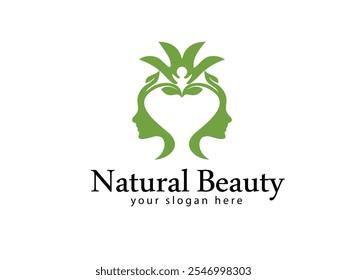 Un impresionante diseño de logotipo que celebra la belleza natural con elegantes tonos de verde, evocando frescura, tranquilidad y elegancia sostenible