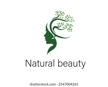  Un impresionante diseño de logotipo que celebra la belleza natural con elegantes tonos de verde, evocando frescura, tranquilidad y elegancia sostenible