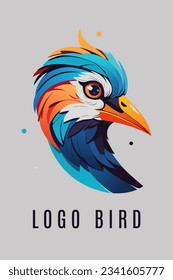 Stunning logo for marketing agency, using a bird face, minimalist style, vibrant.
