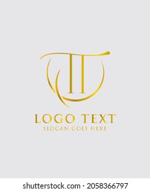 A stunning luxurious modern Sans Serif unique style letter type T and T link logo template