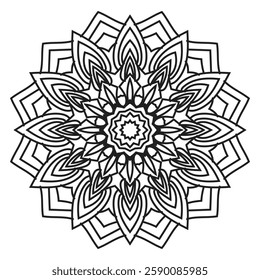 A stunning mandala design featuring intricate geometric and floral patterns, perfect for relaxation, mindfulness, and artistic inspiration.