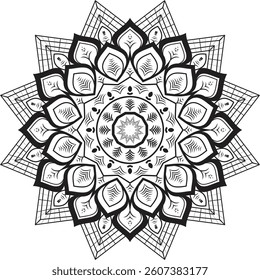 stunning mandala featuring symmetrical floral and geometric patterns, ideal for decorative designs, tattoos, and digital artwork.