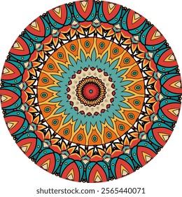 Stunning Mandala with Layered Patterns and a Fusion of Bold Hues