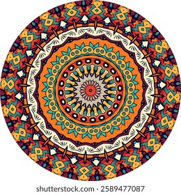 Stunning Mandala with Layered Patterns and a Fusion of Bold Hues