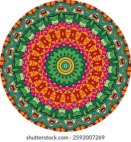 Stunning Mandala with Layered Patterns and a Fusion of Bold Hues