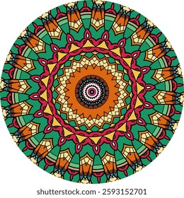 Stunning Mandala with Layered Patterns and a Fusion of Bold Hues
