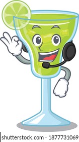 A stunning margarita cocktail mascot character concept wearing headphone