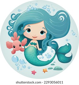 Stunning mermaid illustration, depicting a resplendent underwater space with the main character being a graceful mermaid, dancing with sea creatures.