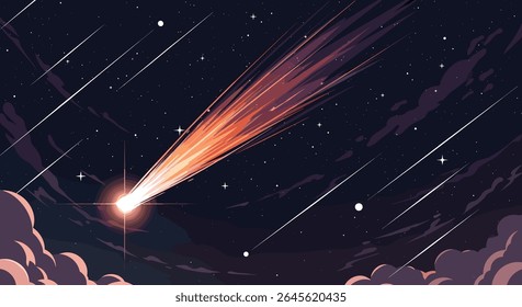 Stunning Meteor Shower Painting Across a Starry Night Sky