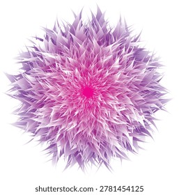 A stunning and modern abstract 3D flower featuring detailed furry fiber and soft hair-like textures in vibrant pink, purple, and white gradients over a solid black background. This high-quality circular botanical vector design delivers an intense depth and tactile realism, making it perfect for premium smartphone wallpapers, luxury cosmetic packaging backgrounds, digital art prints, and creative branding assets.