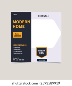Stunning Modern Home for Sale Facebook and Instagram Post. Perfect Family Living with Spacious Interiors, Prime Location, and Stylish Design.
