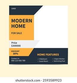 Stunning Modern Home for Sale Facebook and Instagram Post. Perfect Family Living with Spacious Interiors, Prime Location, and Stylish Design.
