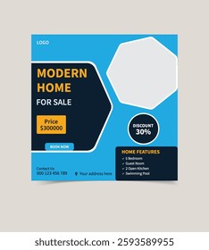 Stunning Modern Home for Sale Facebook and Instagram Post. Perfect Family Living with Spacious Interiors, Prime Location, and Stylish Design.
