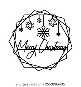 Stunning monochrome Christmas wreath with delicate snowflakes, perfect for holiday cards, paper cutting, or DIY home decor. Ideal for winter-themed crafting and art projects.
