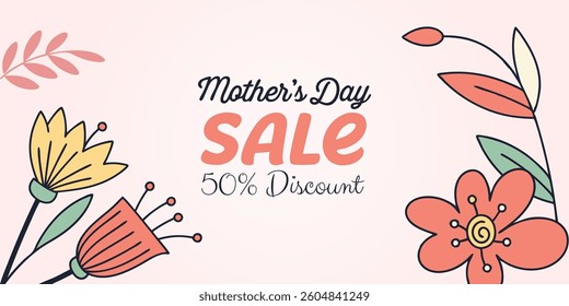Stunning Mothers Day Sale Poster Template Design with Floral Accents and Stylish Typography