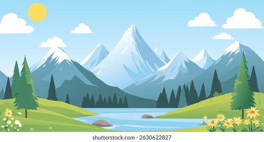Stunning Mountain Lake Landscape Nature Scenery Summer Peaceful View High Resolution Image Background