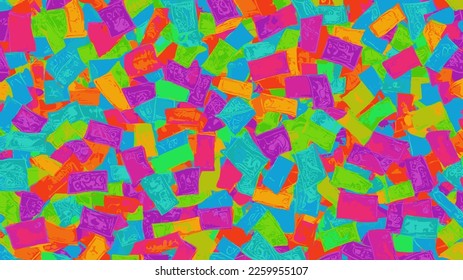 Stunning multicolor abstract background with a 100 dollar bill pattern