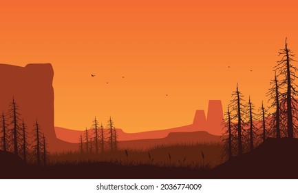 The stunning natural scenery from the suburb at dusk in the afternoon. Vector illustration of a city