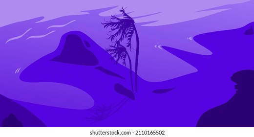 Stunning nature scenery, in color this year 2022, Very Peri Color. Vector Illustration Background.