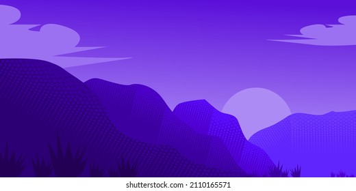 Stunning nature scenery, in color this year 2022, Very Peri Color. Vector Illustration Background.