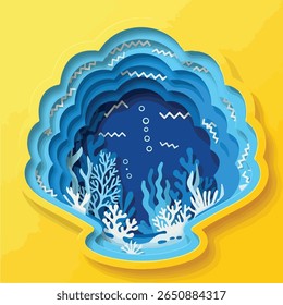 Stunning Paper Cut Art Underwater Seashell Scene