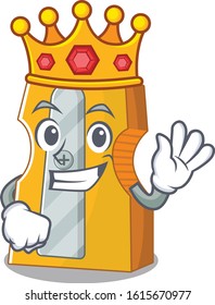 A stunning of pencil sharpener stylized of King on cartoon mascot style