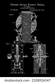 Impresión impresionante de la patente Nikola Tesla Electro Magnetic Motor 1890, mostrando su innovadora tecnología.