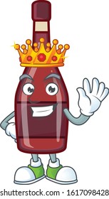 A stunning of red bottle wine stylized of King on cartoon mascot style