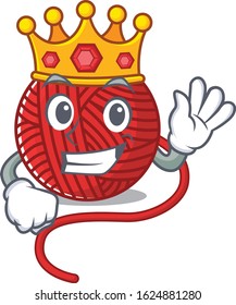 A stunning of red wool yarn stylized of King on cartoon mascot style