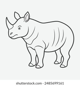 Atemberaubende Rhinoceros Line Art Vektorgrafik Perfekt für Creative Designs und Illustrationen