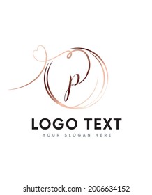 A stunning and romantic script letter type P logo template, Vector logo for business and company identity 