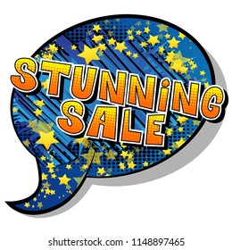 Stunning Sale - Comic book style word on abstract background.