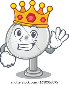 A stunning of satellite dish stylized of King on cartoon mascot style