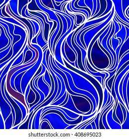 Stunning seamless abstract stained glass window design, in blue tones. Vector EPS-10 file, transparency used. 