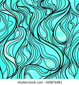 Stunning seamless abstract stained glass window design, in teal and turqoise tones. Vector EPS-10 file, transparency used. 