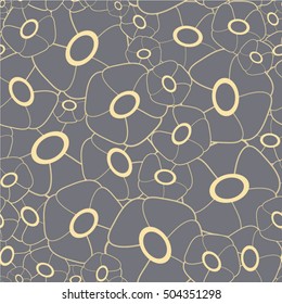 Stunning seamless floral repeat in grey and yellow colors. Hallucination pattern with isolated elements.