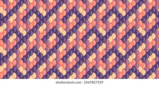 Stunning seamless pattern featuring overlapping pastel circles in calming purple, peach, and beige tones. Ideal for backgrounds, textile designs, and vibrant website elements.