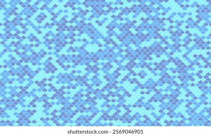 Stunning seamless pattern featuring overlapping scales in calming shades of blue. Perfect for textile design, website backgrounds, or any project needing a subtle yet eye-catching aquatic theme.