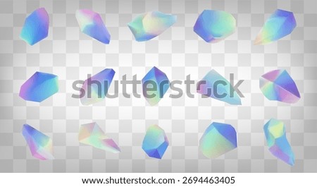 stunning set Holographic Crystal Elements With their vibrant neon gradients and dreamy iridescence, these gems are perfect for leveling social media graphics, flyers, or fantasy art