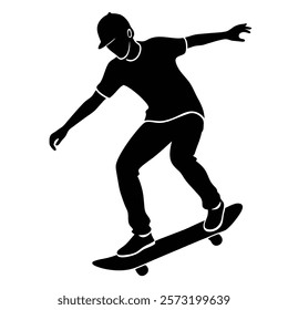 Stunning Silhouette of Man Skateboarding
