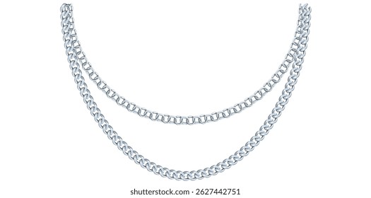 Impressionante Silver Chains Ilustração Vetor de Joias Antigas.	