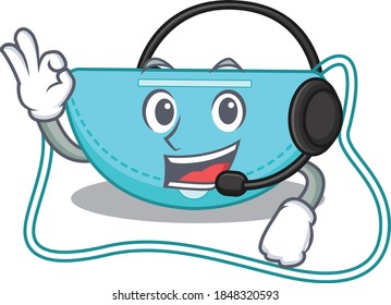 A stunning sling bag mascot character concept wearing headphone