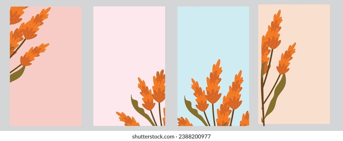 Stunning social media banners featuring a beautiful set of leaves and flowers with minimal abstract organic shapes. Versatile templates suitable for posts, cards, covers, and more. Vector illustration